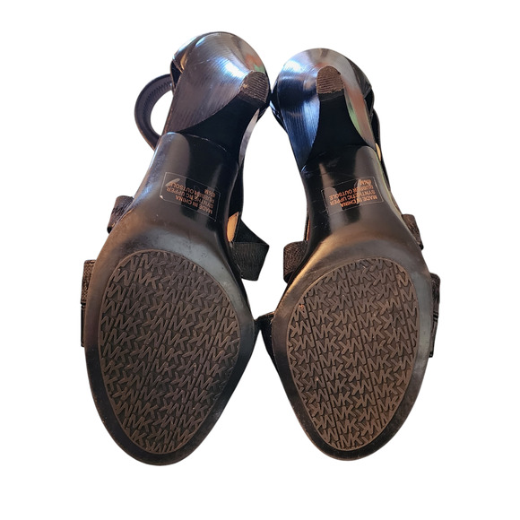 MICHAEL KORS Black Patent Leather Strappy, Cone Heel Women's Sandals Size 8.5 - Picture 5 of 7